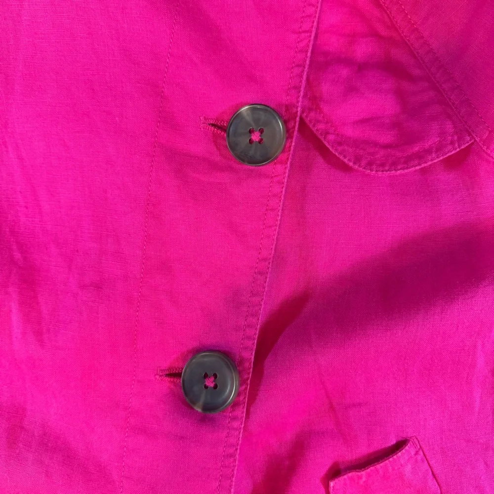 Chicos Button Up Cape Jacket Linen Barbiecore Layering Fuchsia Womens S (0) - Picture 5 of 10
